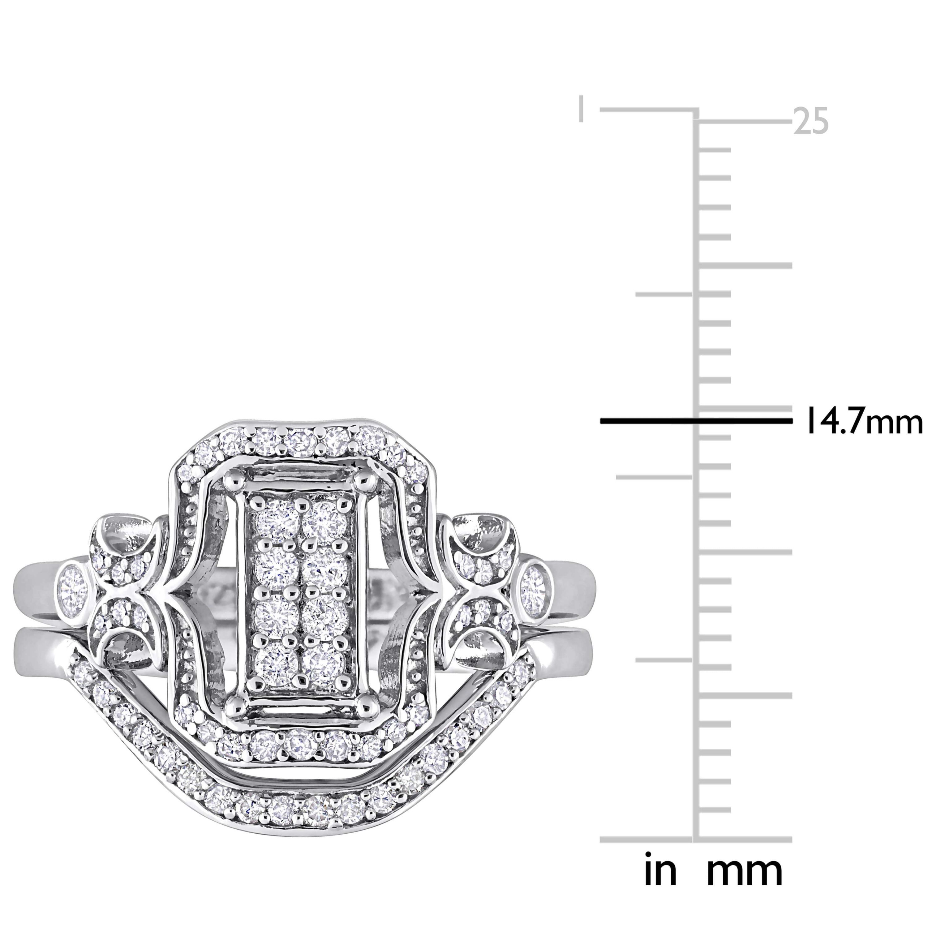 Diamond Bridal Ring Set in Sterling Silver