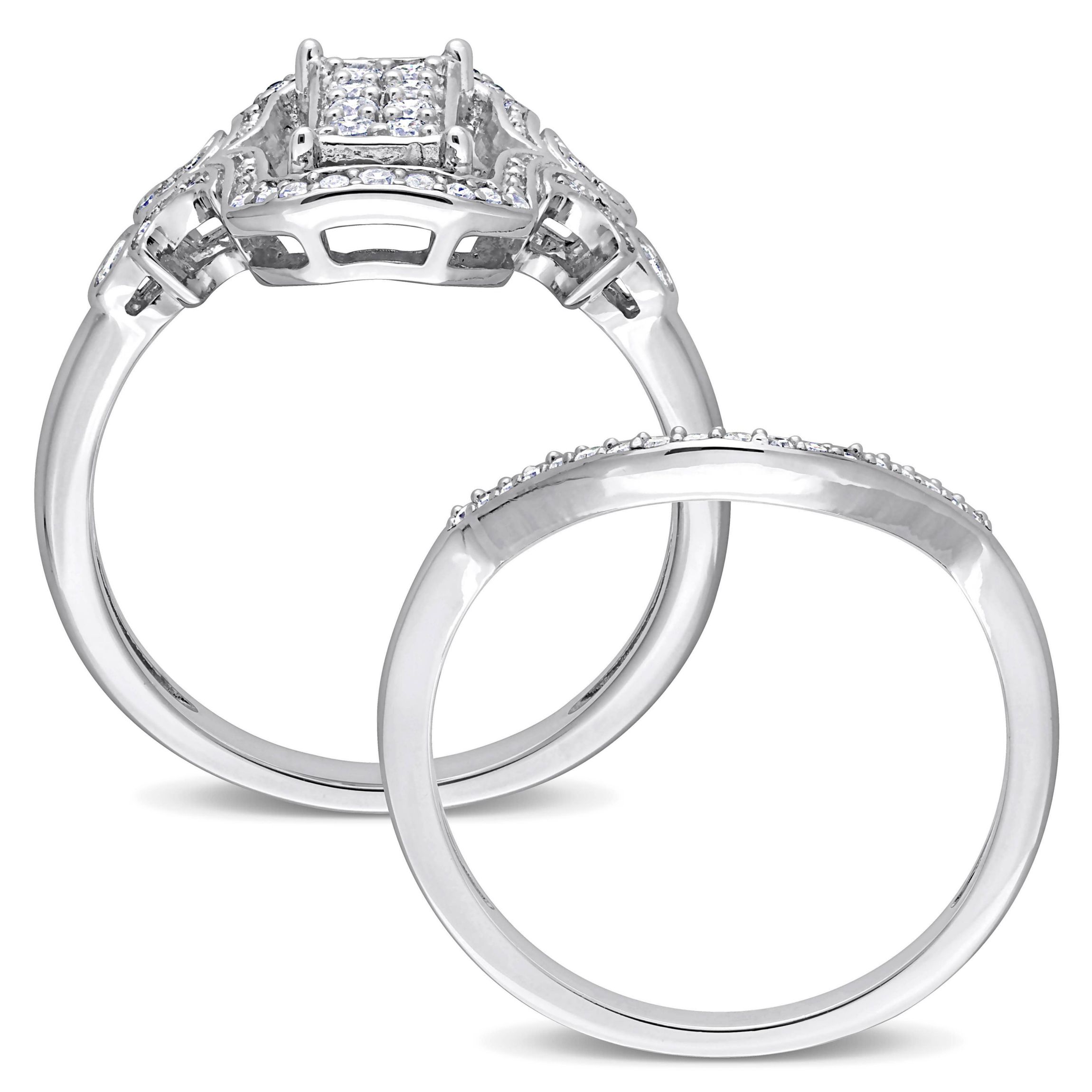 Diamond Bridal Ring Set in Sterling Silver