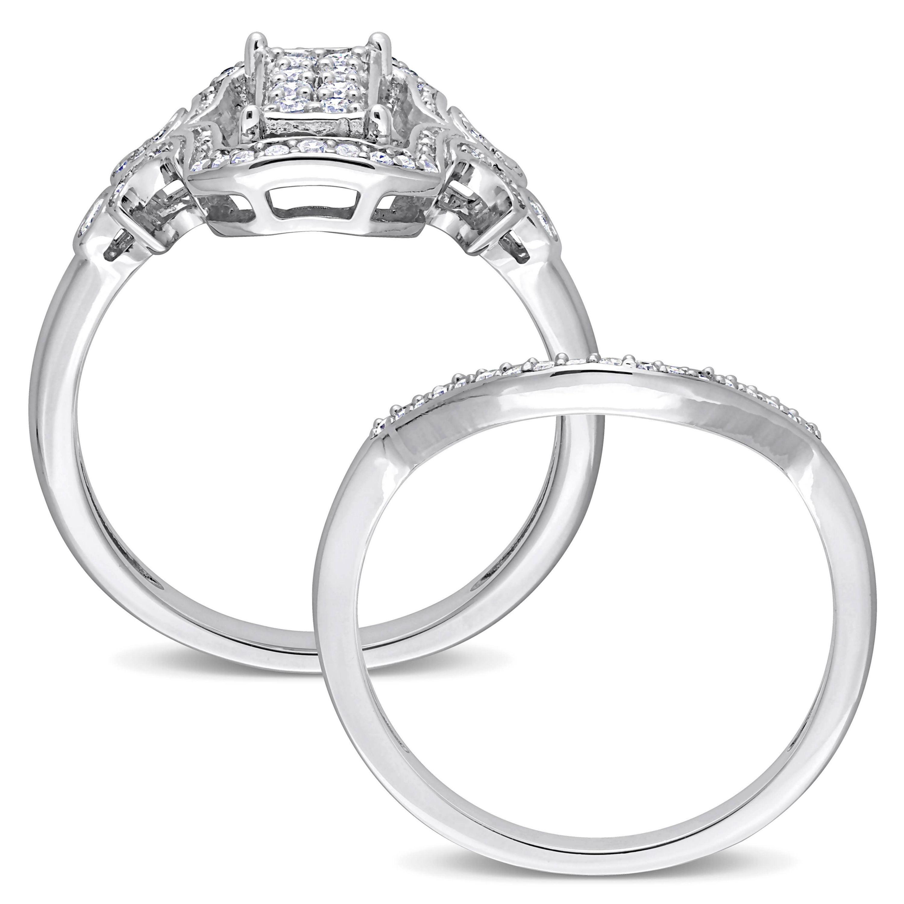 Diamond Bridal Ring Set in Sterling Silver