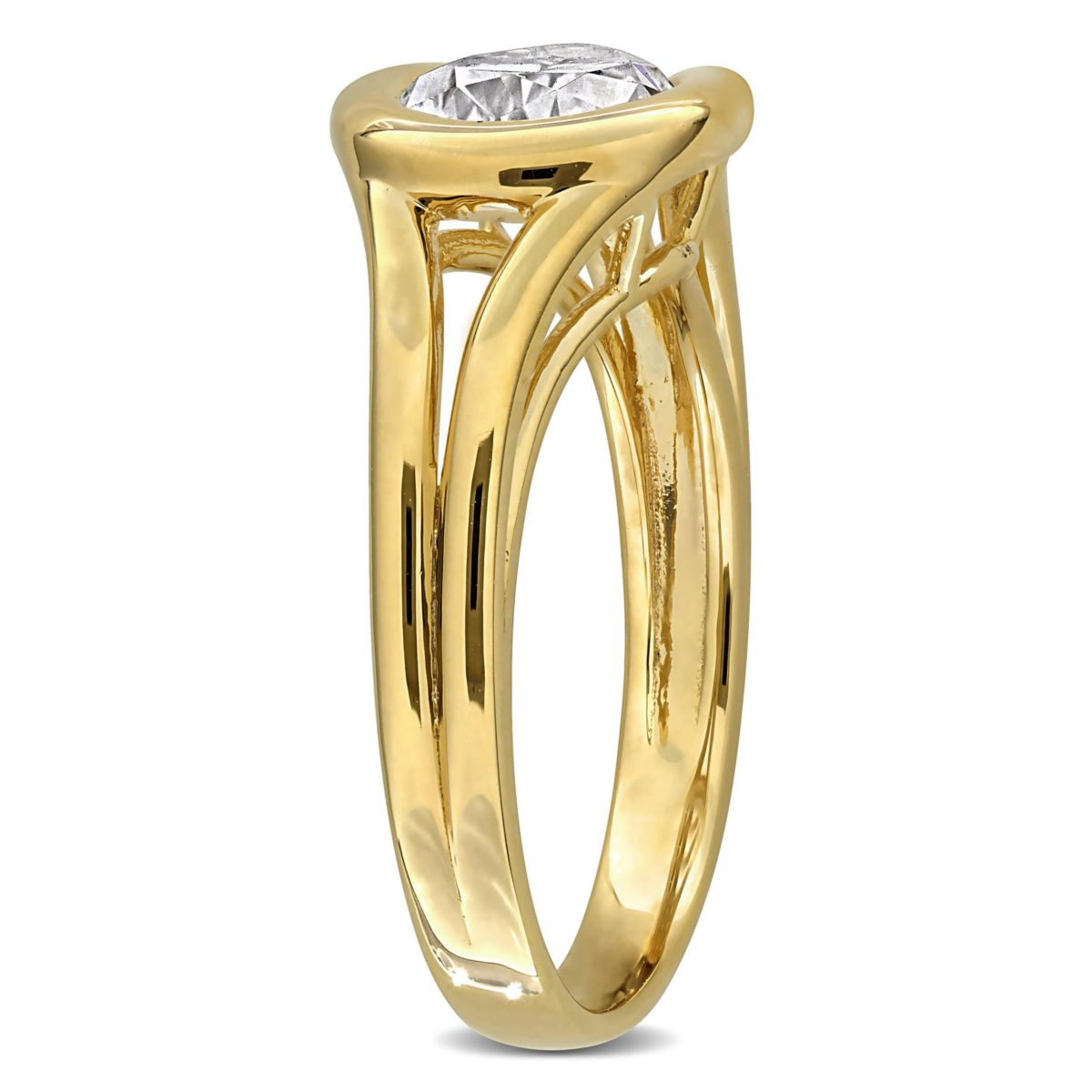 Lab Created Created White Moissanite Ring in Yellow Plated Sterling Silver