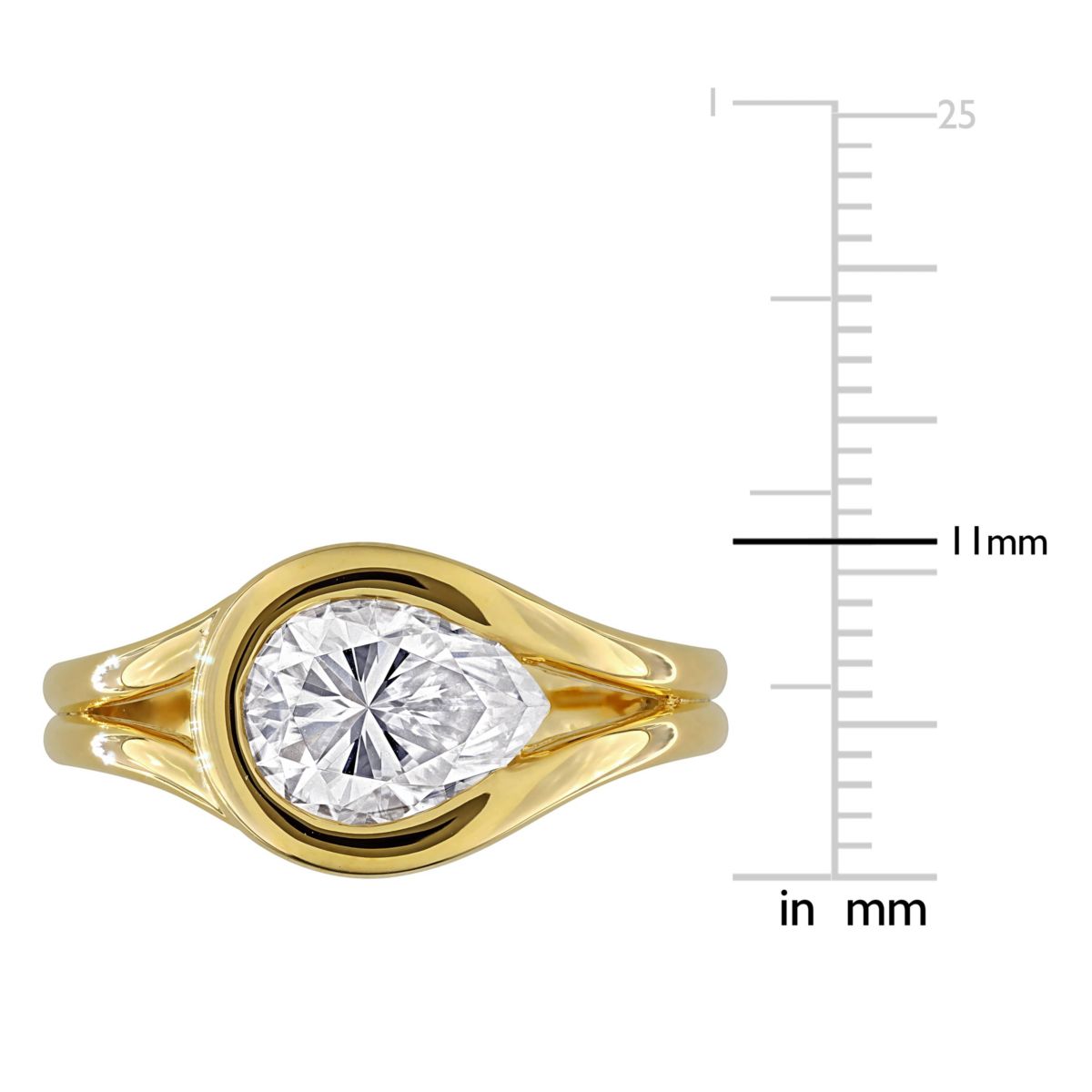 Lab Created Created White Moissanite Ring in Yellow Plated Sterling Silver
