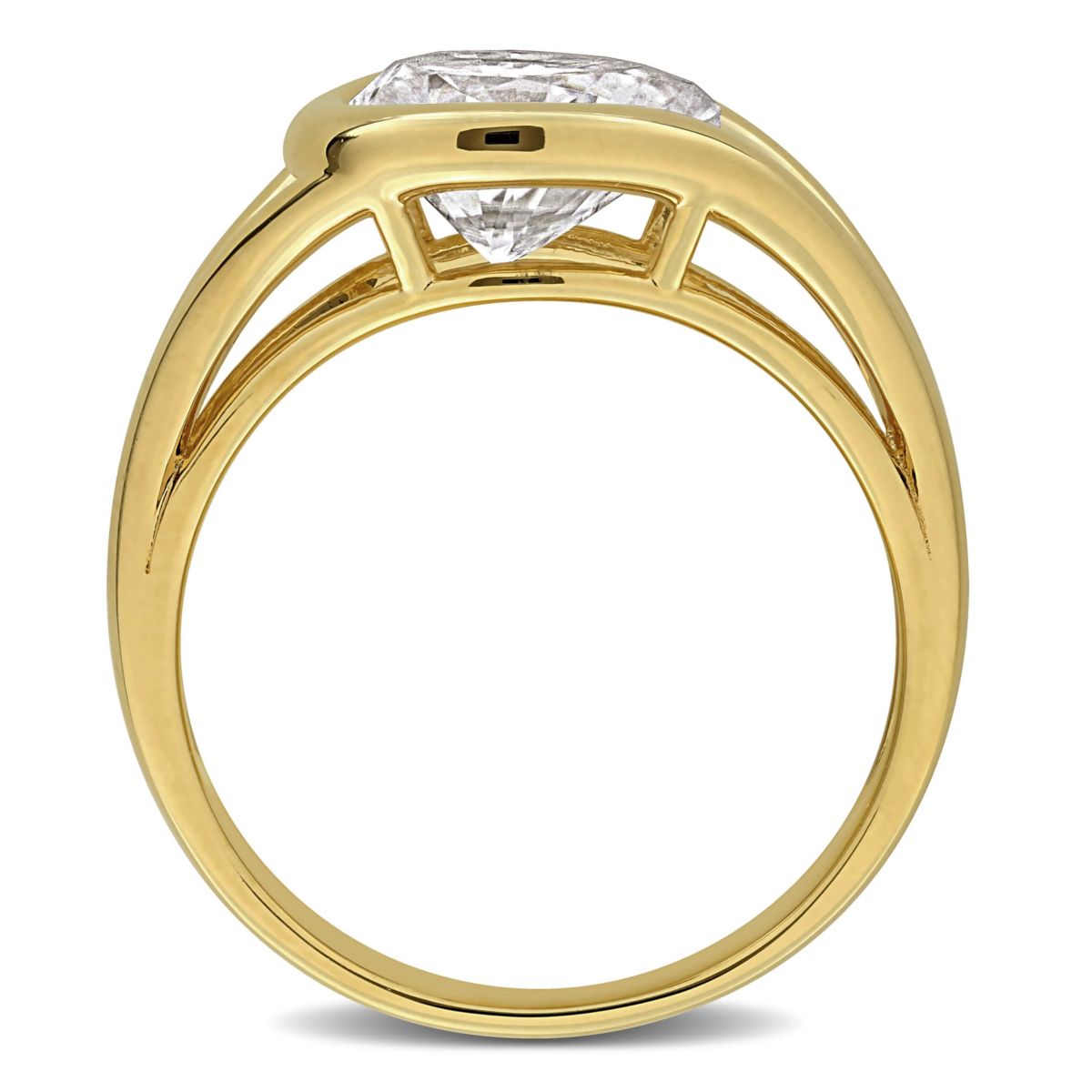 Lab Created Created White Moissanite Ring in Yellow Plated Sterling Silver