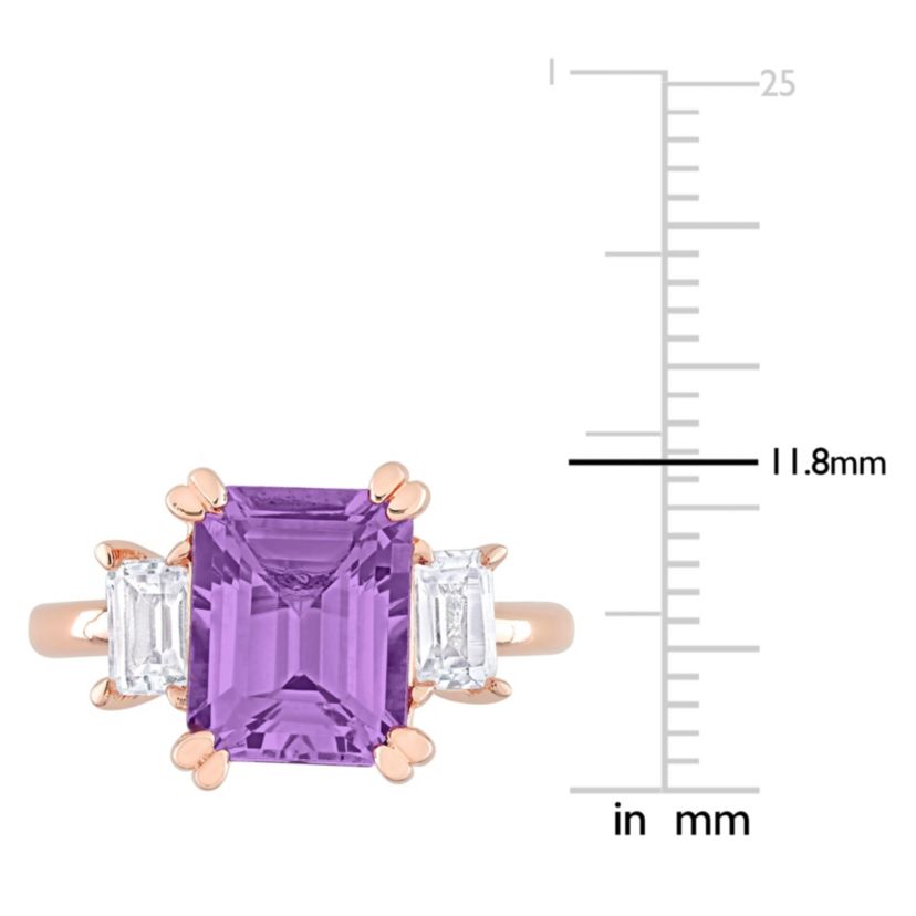 Amethyst & White Topaz Ring in Rose Plated Sterling Silver