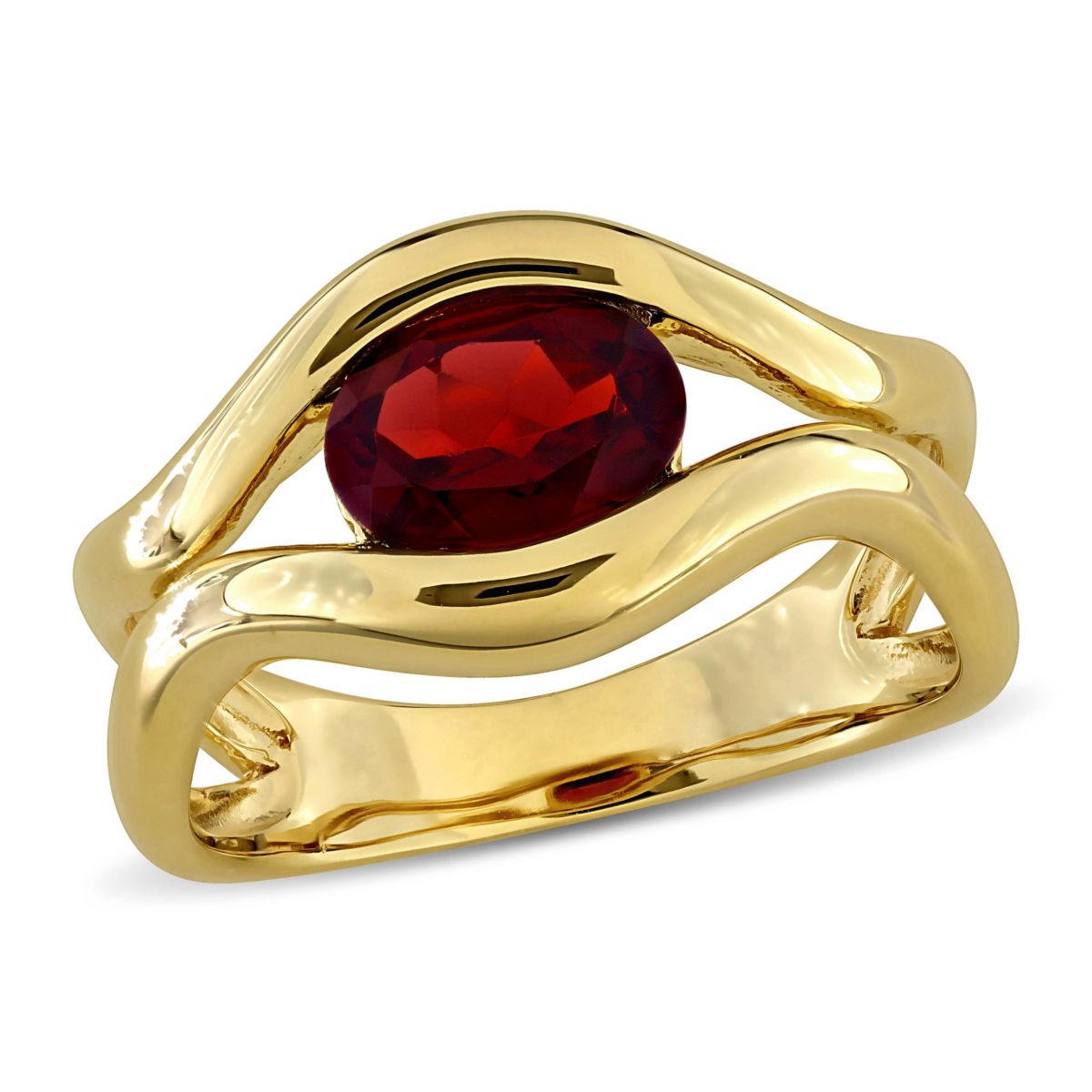 Garnet Ring in Yellow Plated Sterling Silver