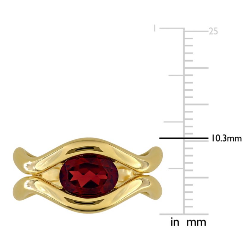 Garnet Ring in Yellow Plated Sterling Silver