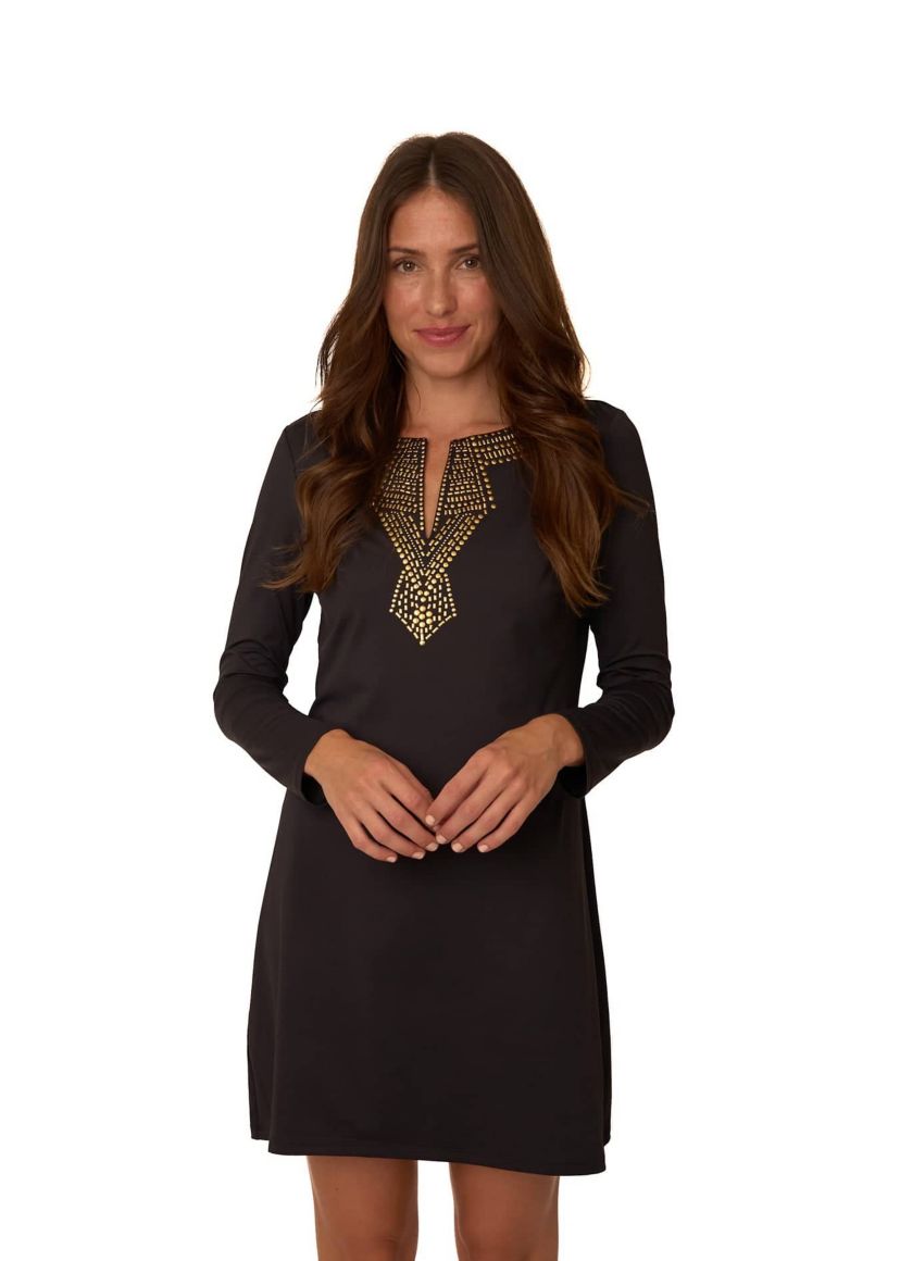 Metallic Keyhole Dress
