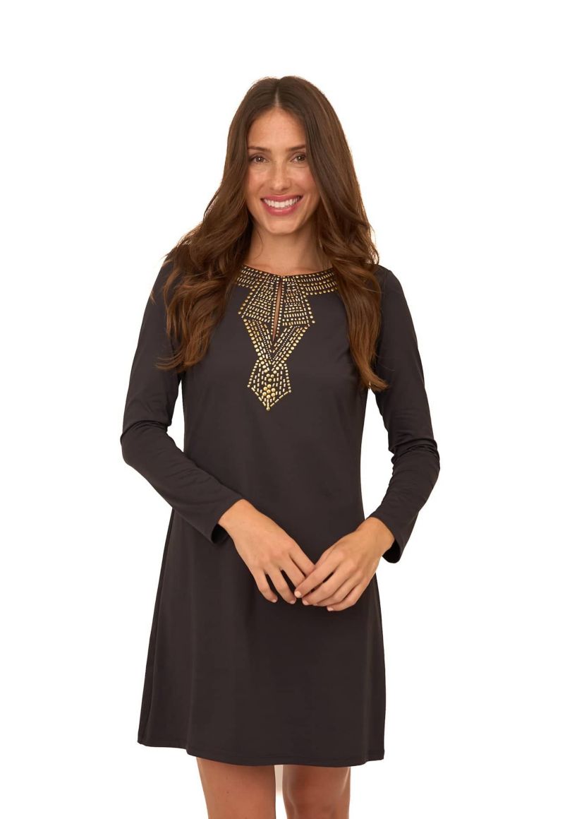 Metallic Keyhole Dress
