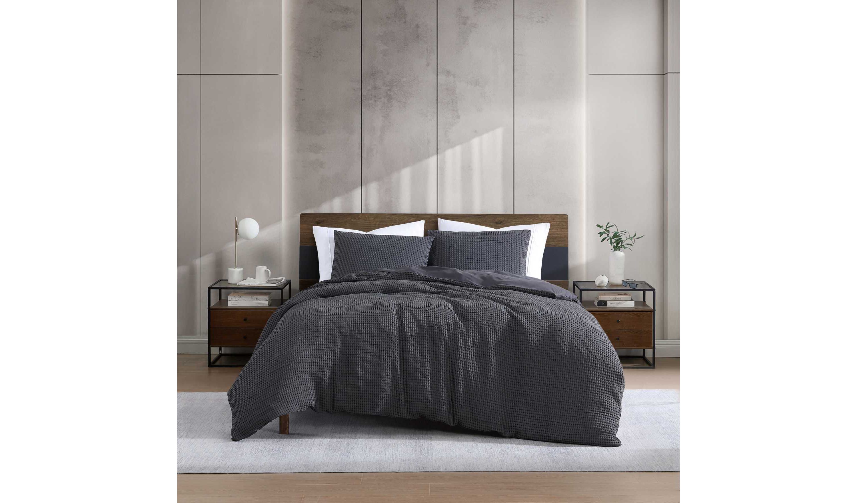 KCNY Solid Waffle Microfiber Duvet Set