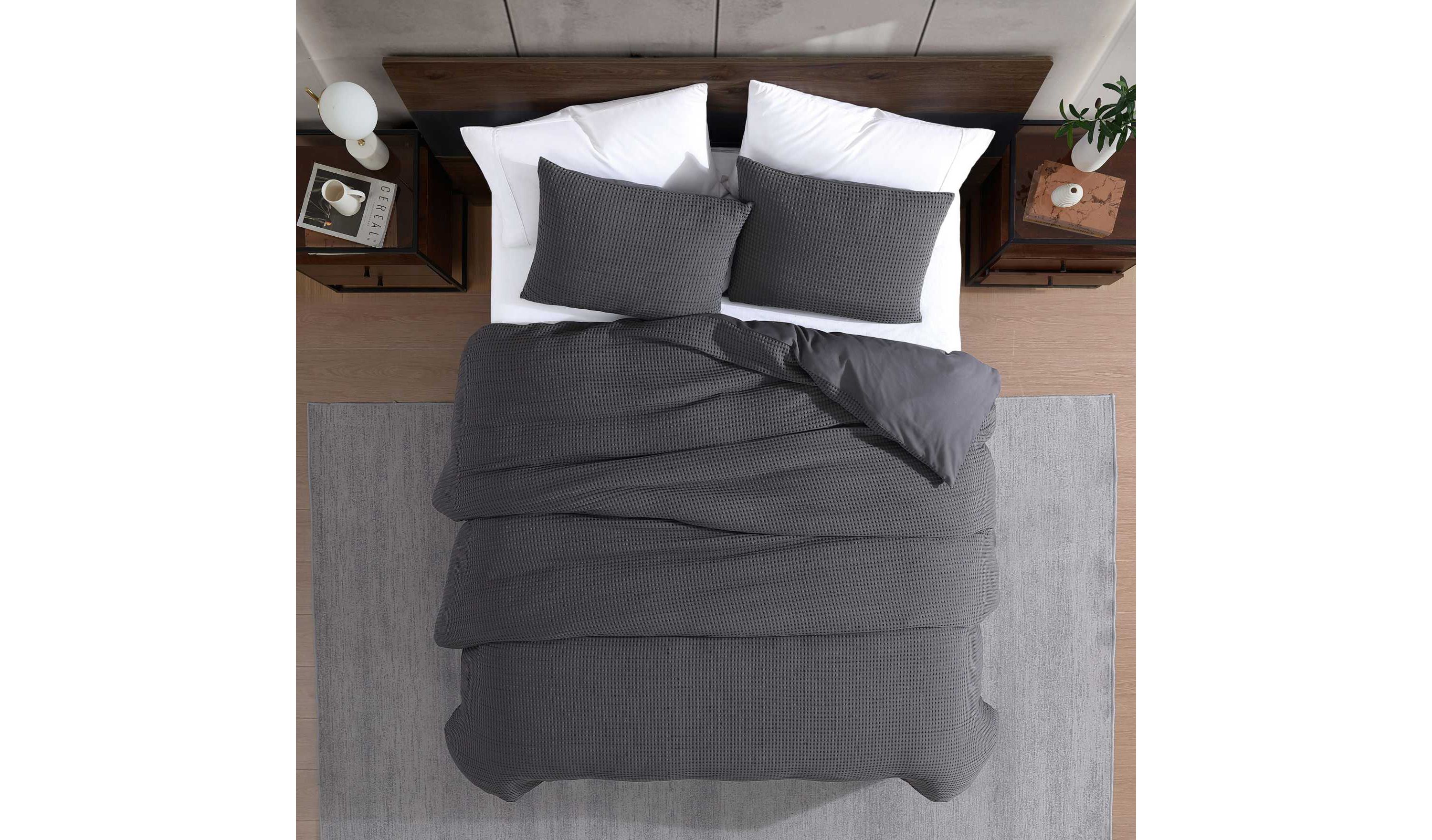 KCNY Solid Waffle Microfiber Duvet Set