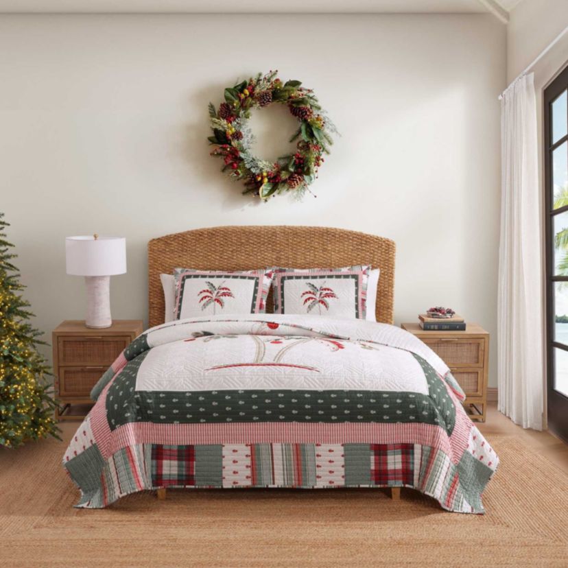 Palm Tree Patchwork Cotton Quilt Set