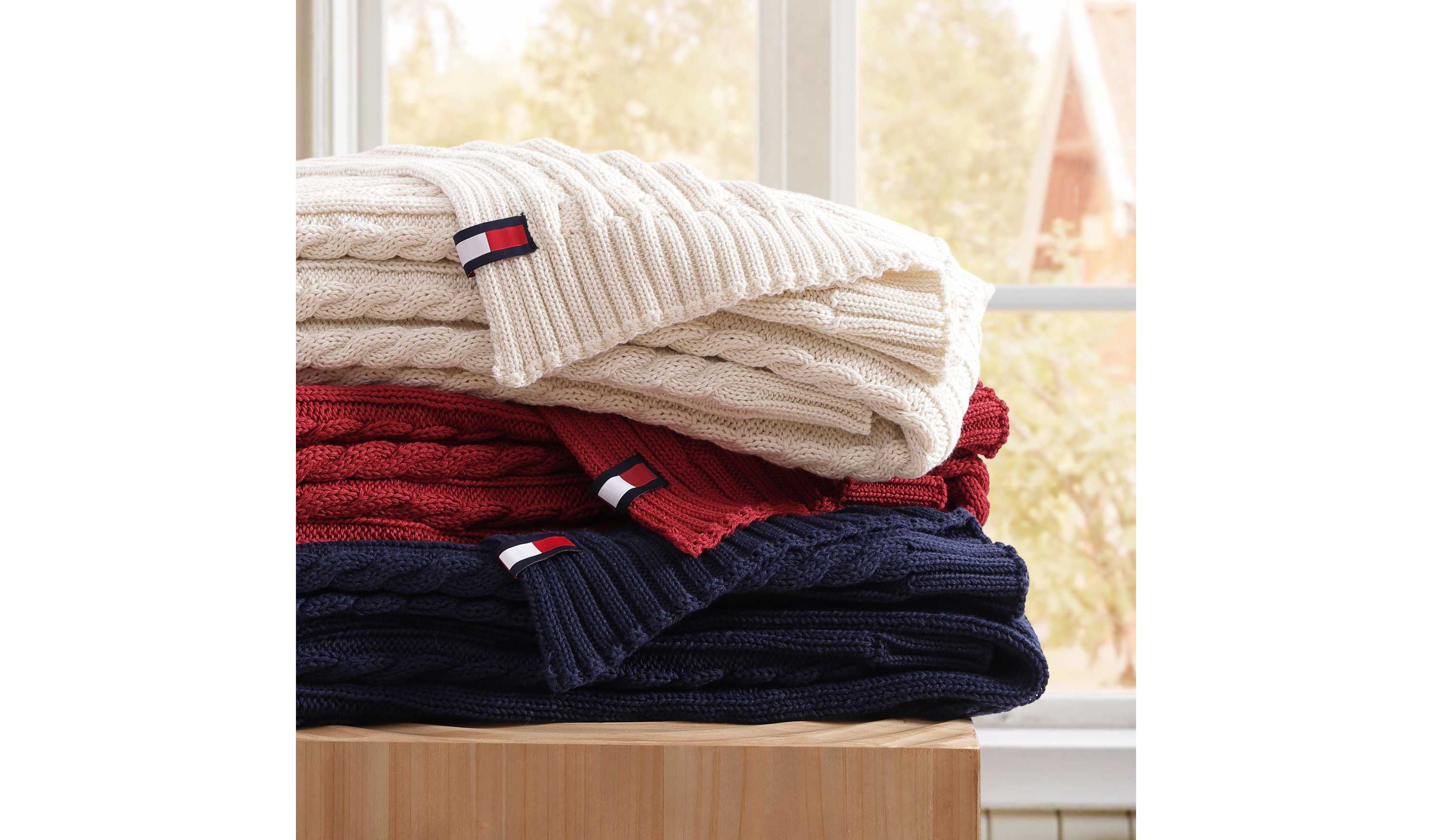 Hilfiger Cable Knit Cotton Throw