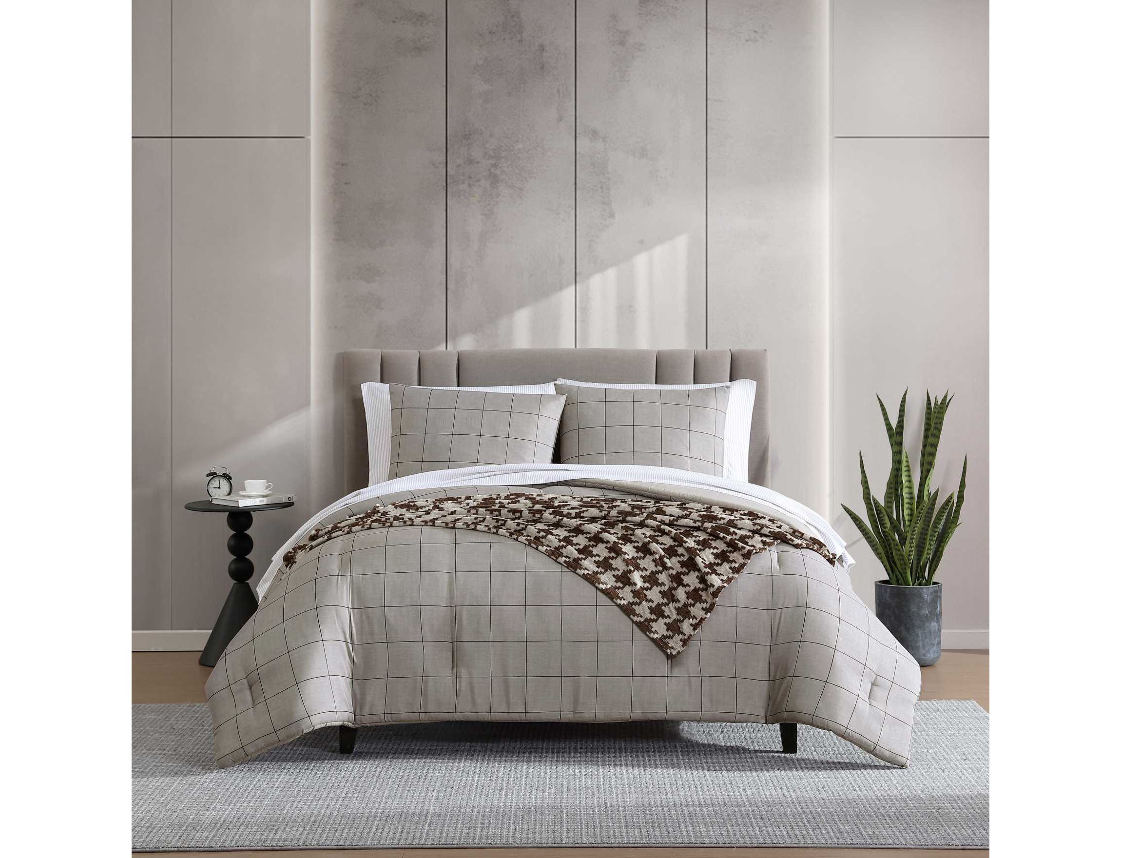 Holden Grid Houndstooth Microfiber Comforter Set