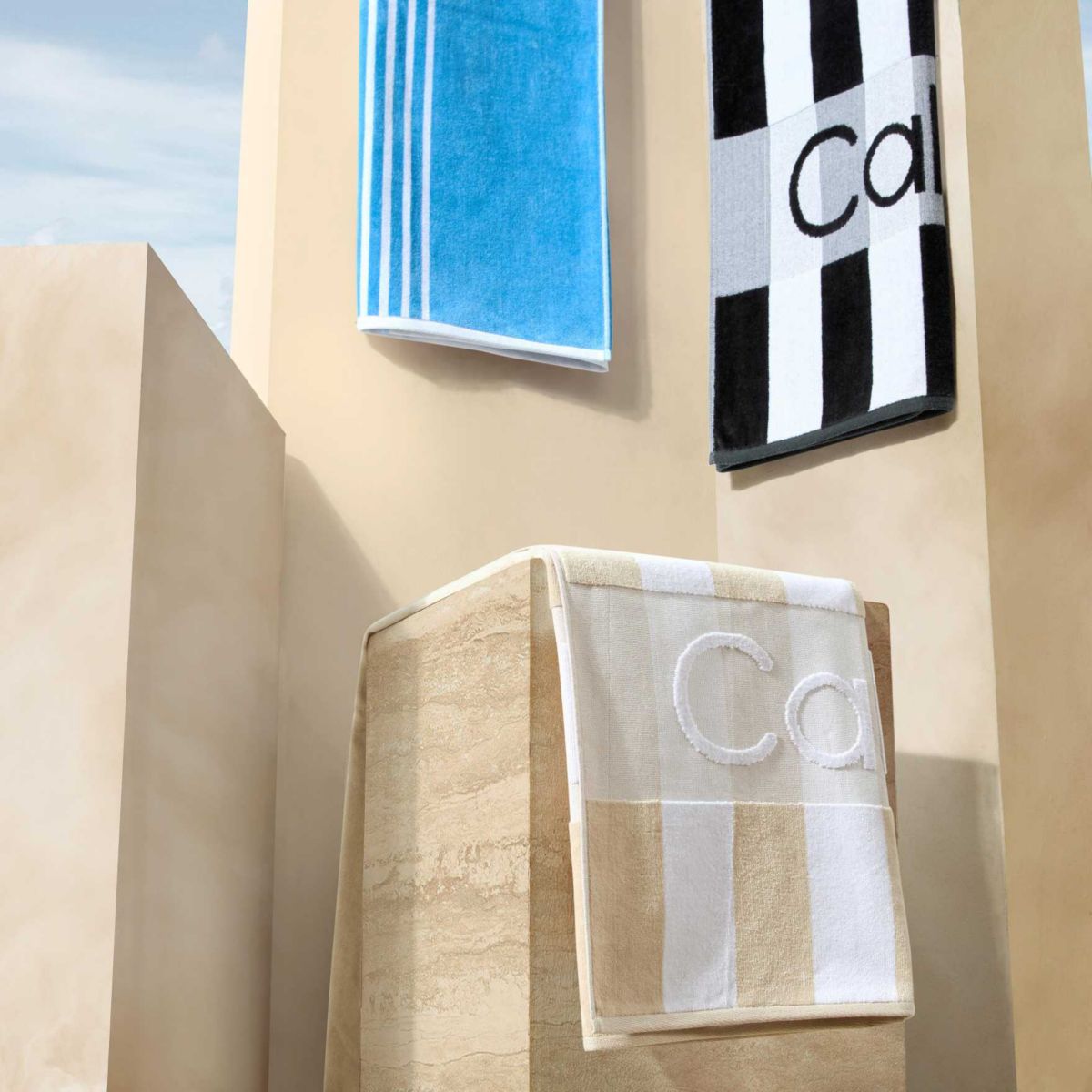 Beach Stripe Logo Cotton Blend Beach Towel Set