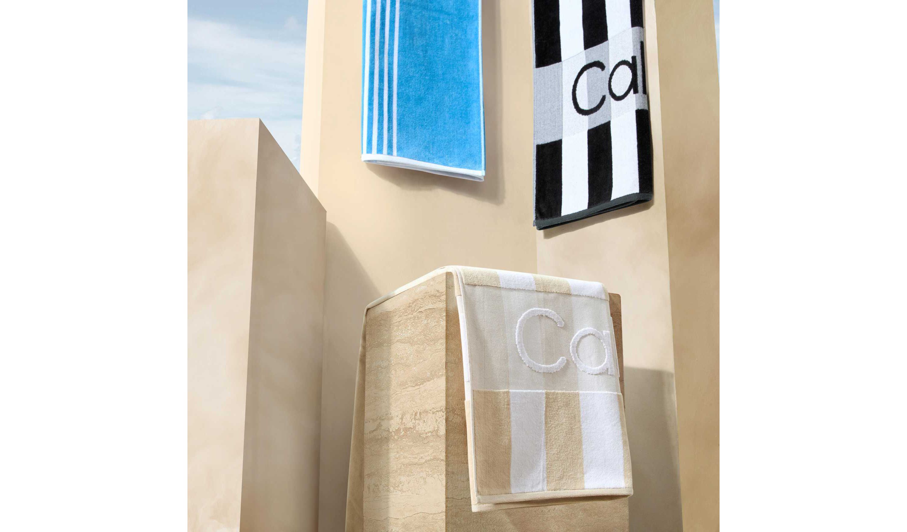 Beach Stripe Logo Cotton Blend Beach Towel Set