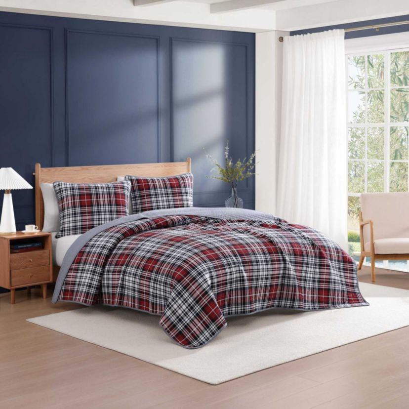 Collegiate Tartan Cotton Quilt Set