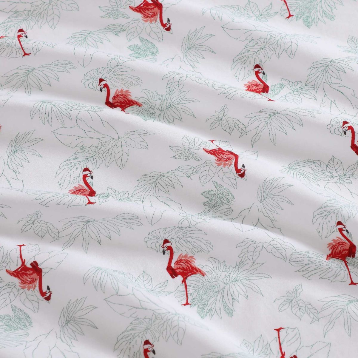 Flamingo Santa Cotton Sheet Set