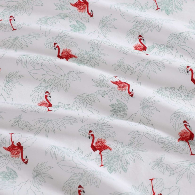 Flamingo Santa Cotton Sheet Set