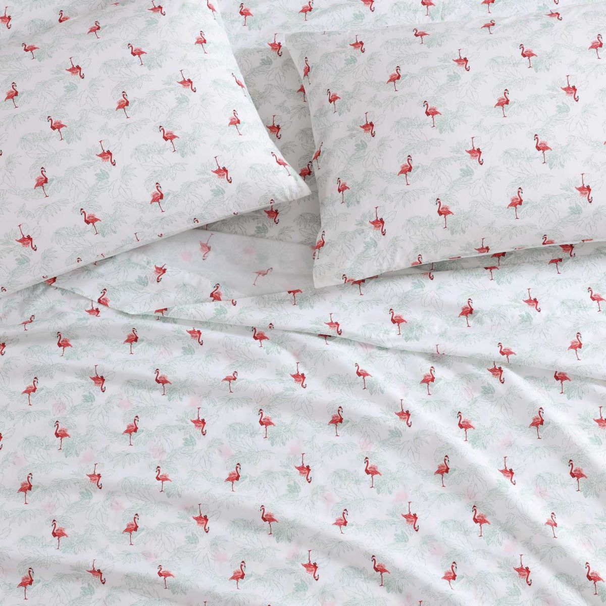 Flamingo Santa Cotton Sheet Set