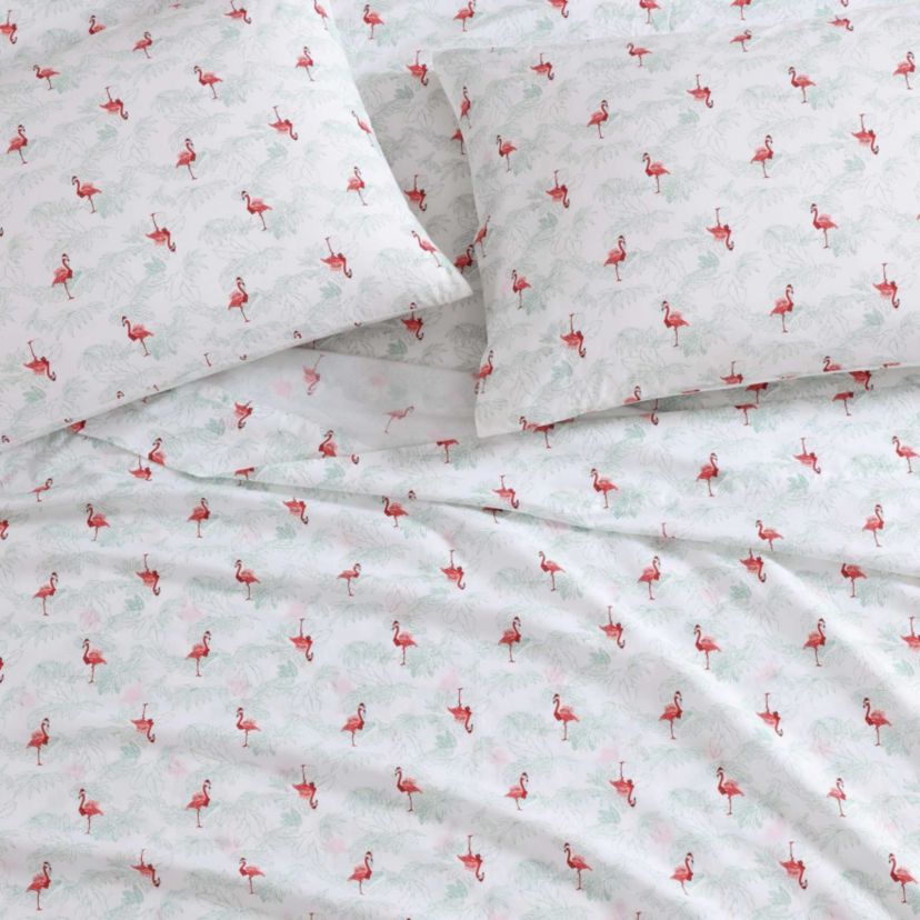 Flamingo Santa Cotton Sheet Set