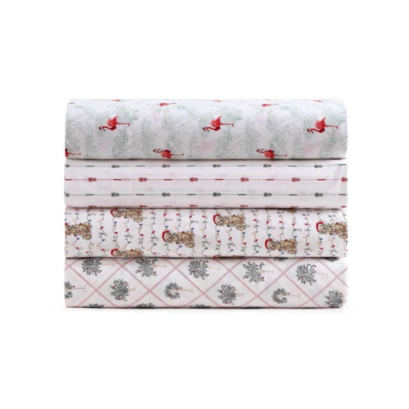 Flamingo Santa Cotton Sheet Set