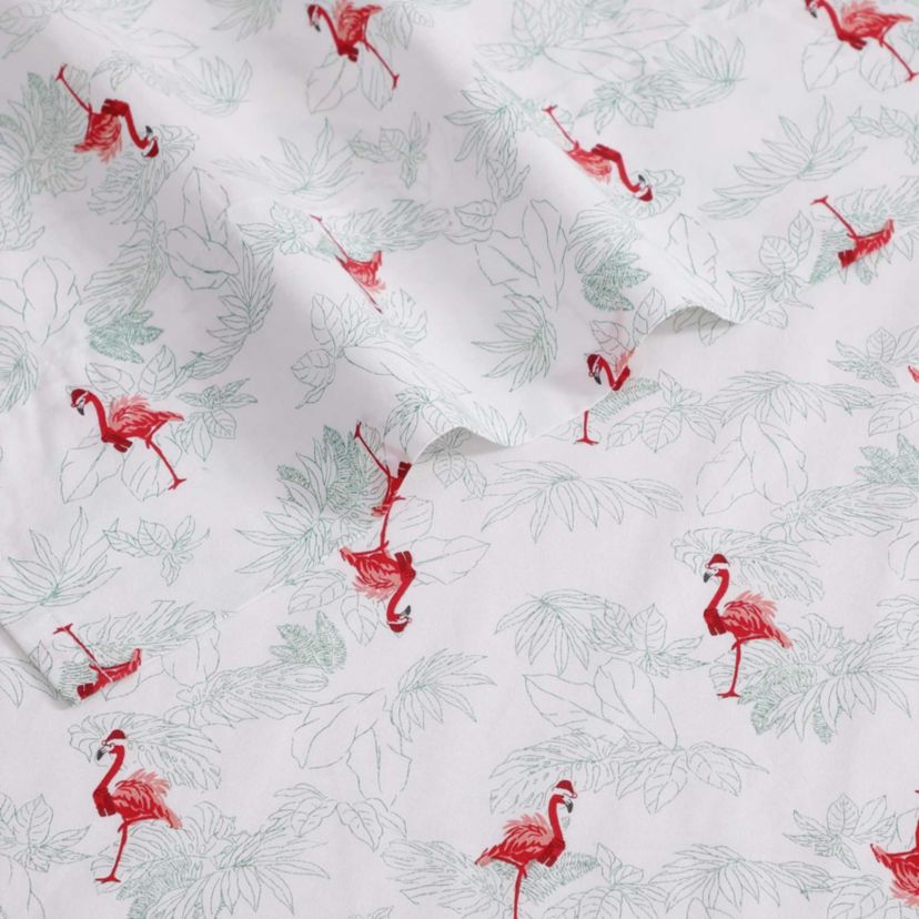 Flamingo Santa Cotton Sheet Set