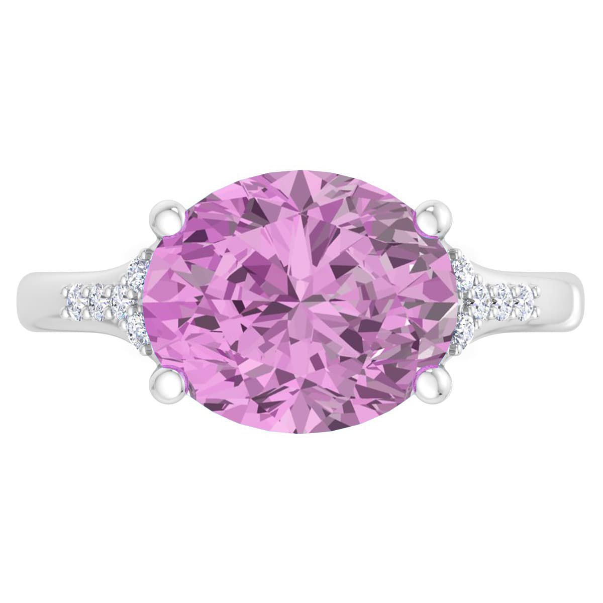 Lab Created 4 1/2 Carat Oval Shape Gemstone and Lab Grown Diamond Ring In Sterling Silver