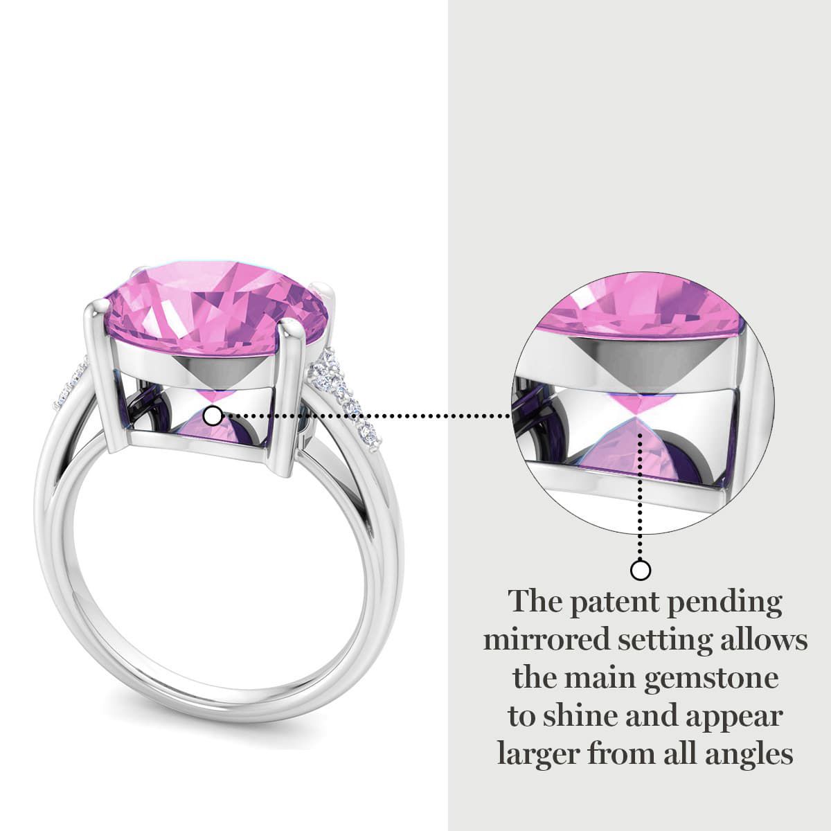 Lab Created 4 1/2 Carat Oval Shape Gemstone and Lab Grown Diamond Ring In Sterling Silver