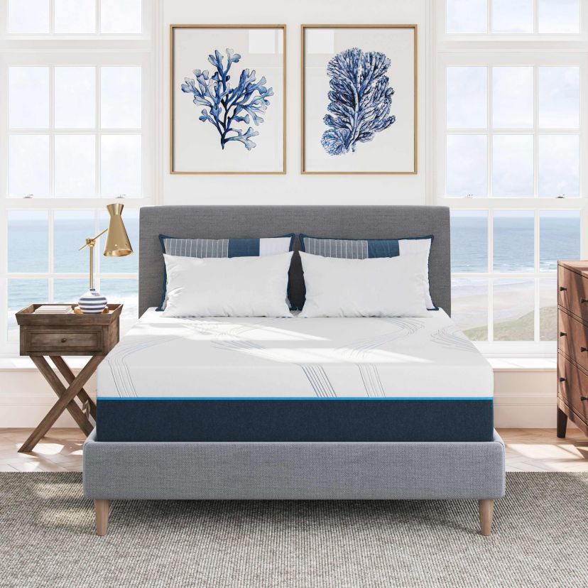 Nautica Home 12 Inch Exhilarate Air Flow Gel Memory Foam Mattress with Cooling Air Flow and Pressure Relieving Foam Layers- Bed in a Box