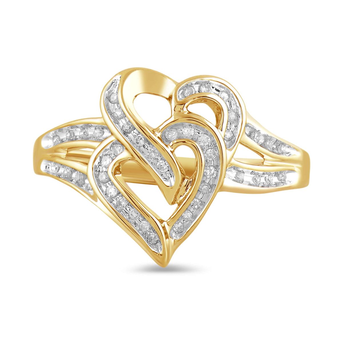 Women Diamond Double Heart Ring