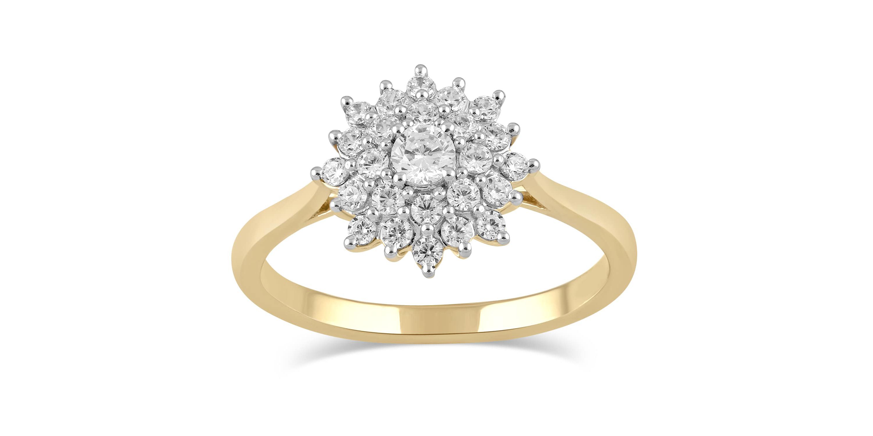 Lab Created Womens Diamond Cluster Ring