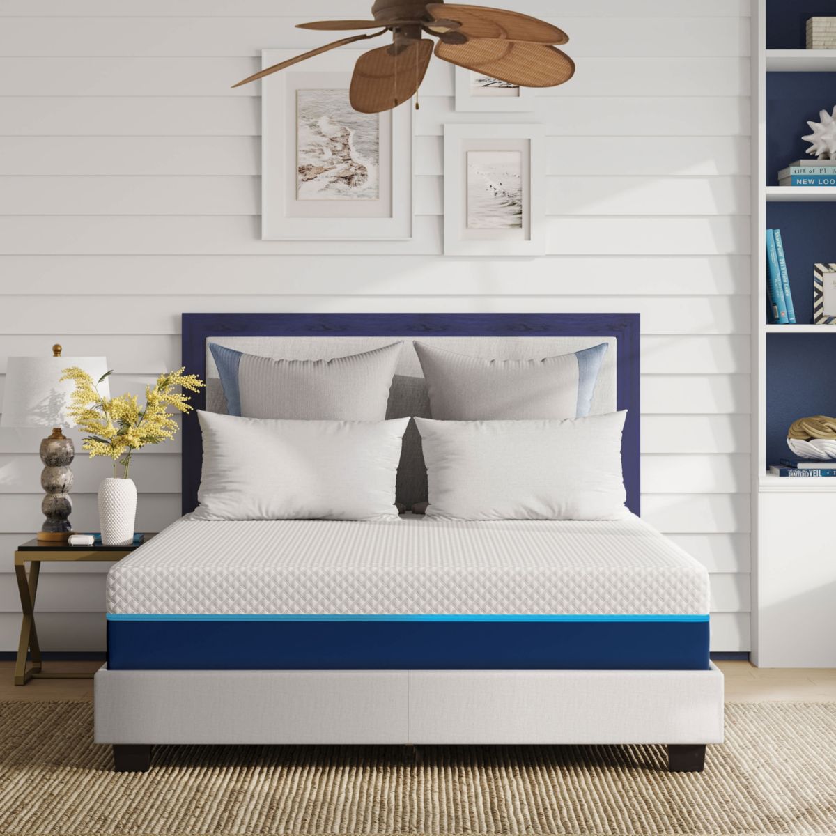 Nautica Home 12 Inch Revitalize Innerspring Hybrid Mattress- Quilted Memory Foam Cover- High Density Comfort Latex Foam Layer with Bonnell Support Coil Springs Base