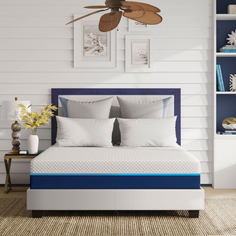 Nautica Home 12 Inch Revitalize Innerspring Hybrid Mattress- Quilted Memory Foam Cover- High Density Comfort Latex Foam Layer with Bonnell Support Coil Springs Base