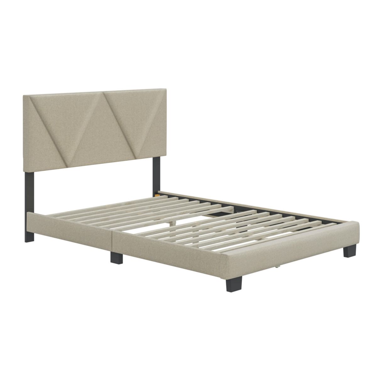 Boyd Sleep Calais Upholstered Platform Bed with Headboard, Mattress Foundation with Strong 14 Wood Slat Supports, No Box Spring Required