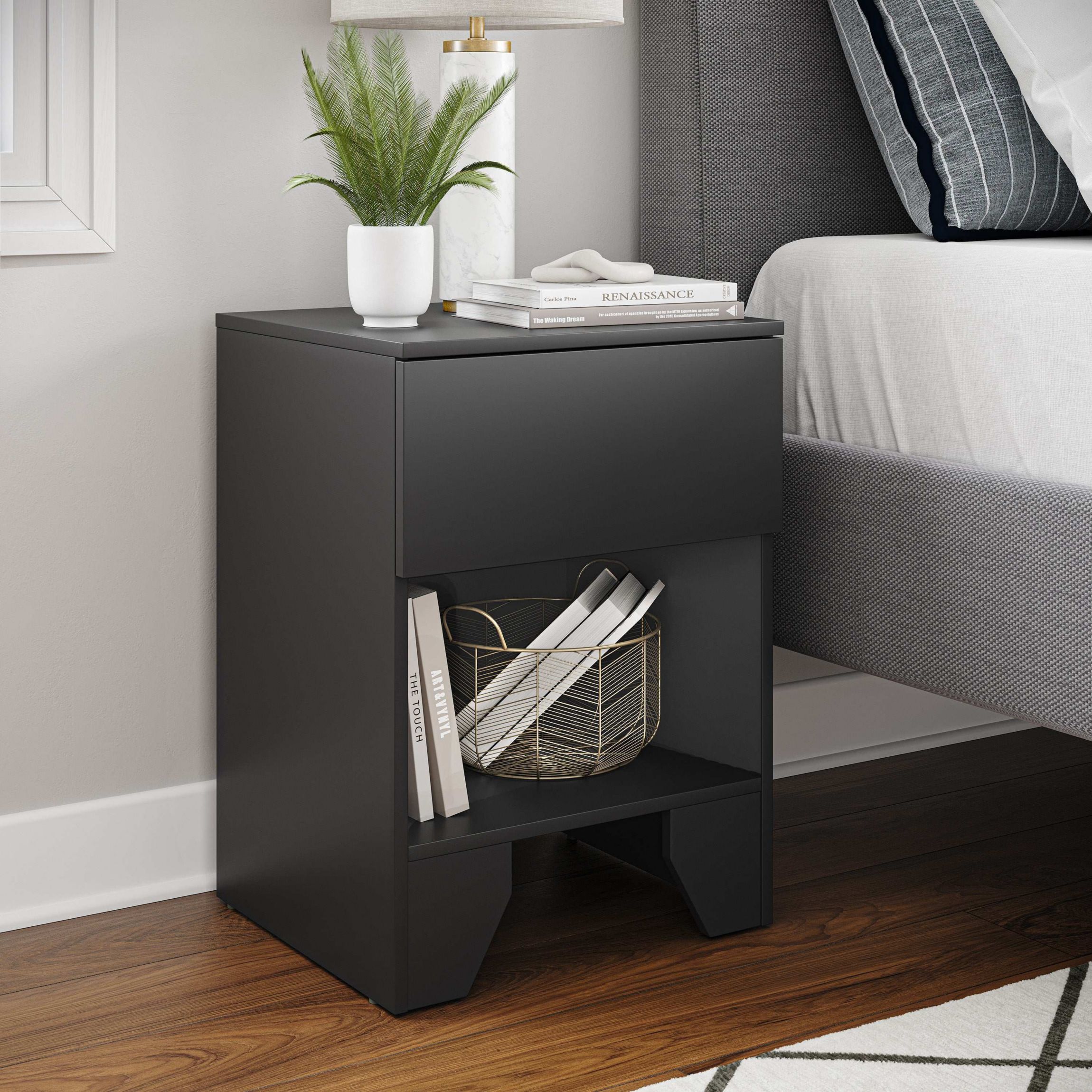 Boyd Sleep Anzio One Drawer Modern White Nightstand