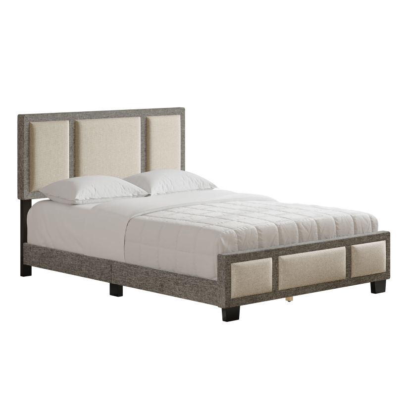Boyd Sleep Triptych Upholstered Platform Bed with Headboard, Mattress Foundation with Strong 14 Wood Slat Supports, No Box Spring Required
