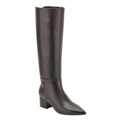 Marc Fisher Women's Gradia Wide Calf Pointy Toe Tall Shaft Dress Boots, Dark Brown, 7M