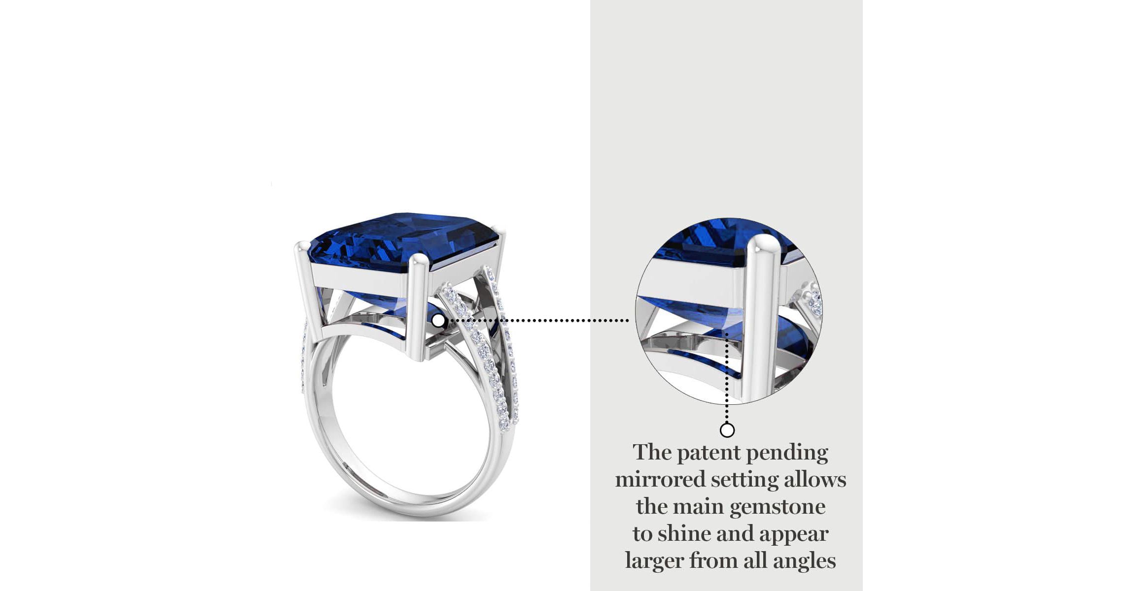 Lab Created 10 1/4 Carat Emerald Cut Gemstone and Lab Grown Diamond Ring In Sterling Silver