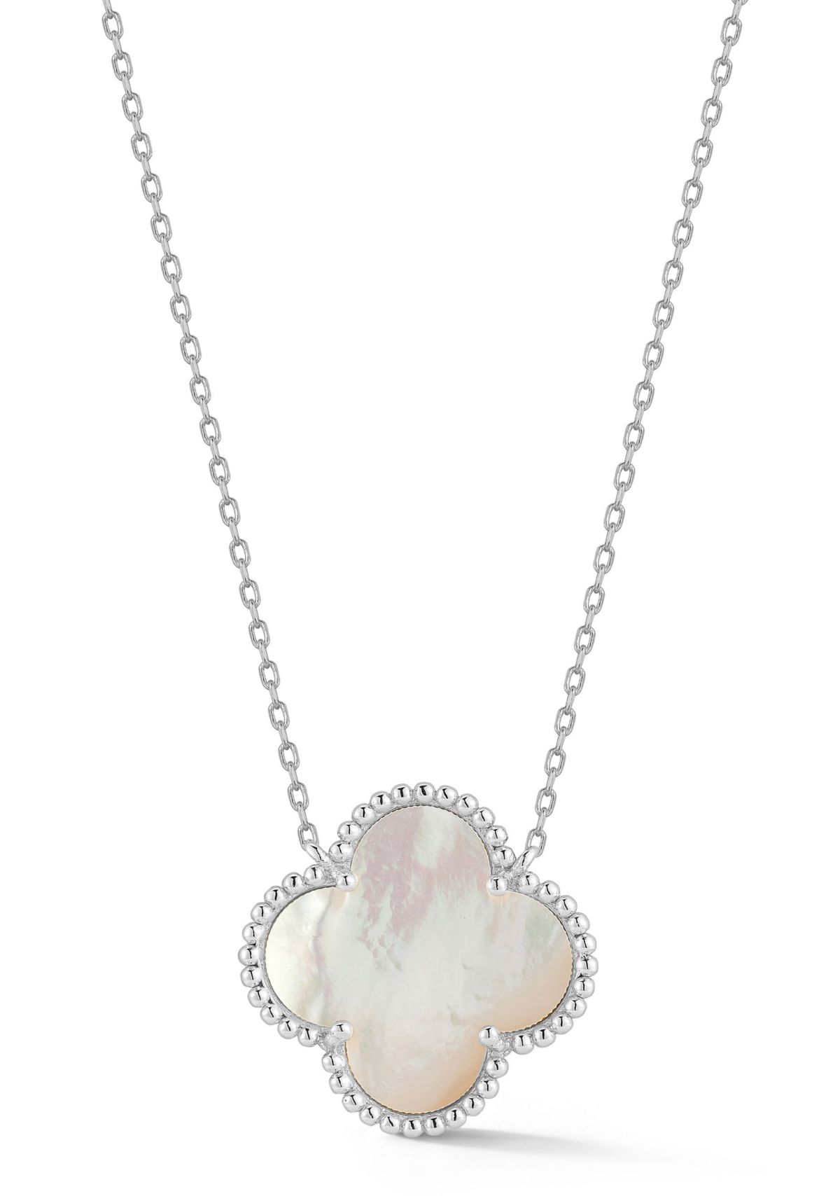 Sterling Silver Mother of Pearl Clover Pendant Necklace