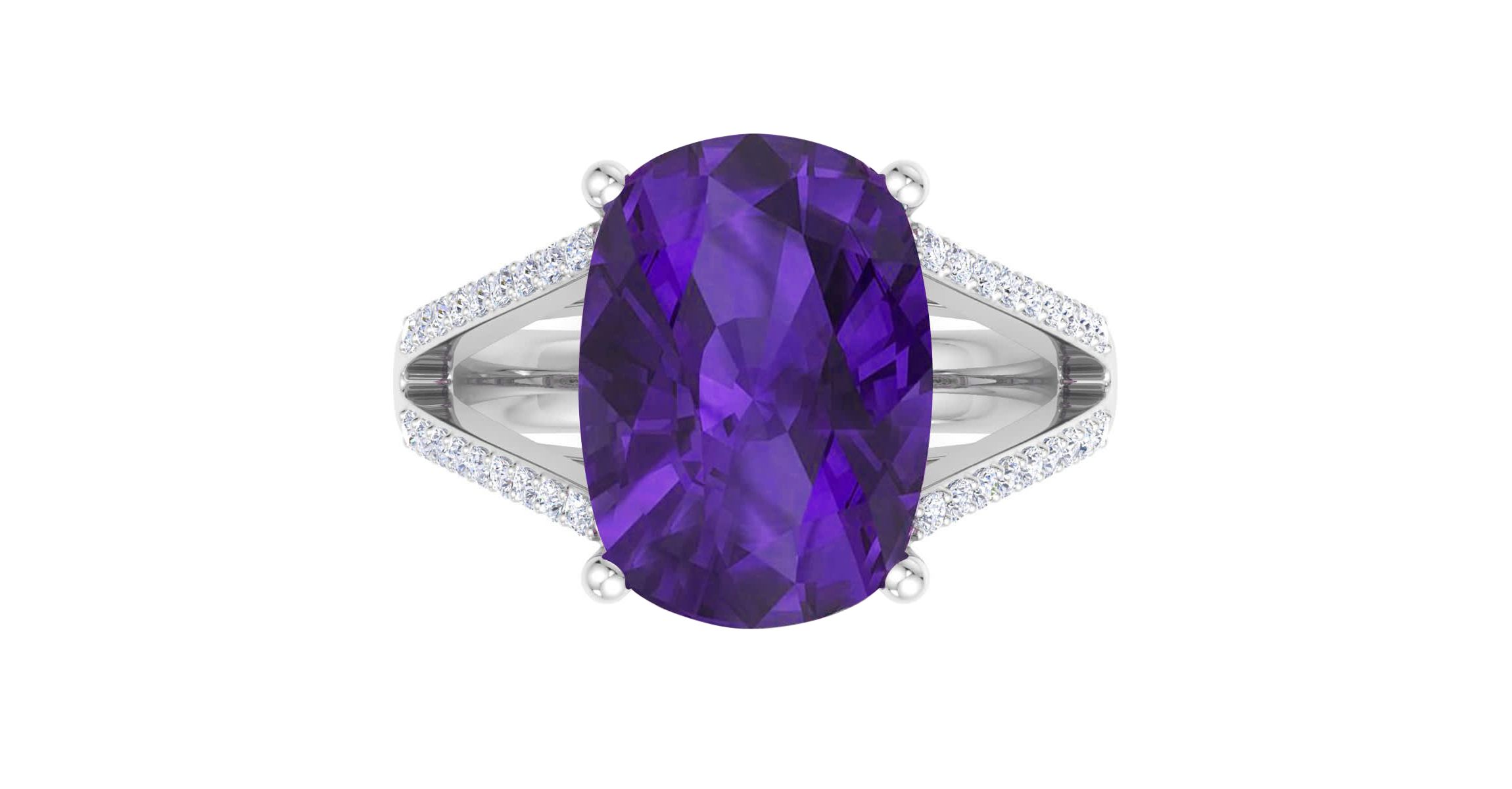 Lab Created 10 1/4 Carat Cushion Cut Gemstone and Lab Grown Diamond Ring In Sterling Silver