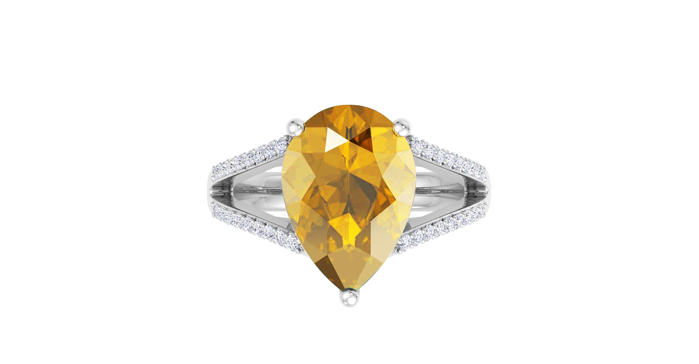 Lab Created 5 1/2 Carat Pear Shape Gemstone and Lab Grown Diamond Ring In Sterling Silver