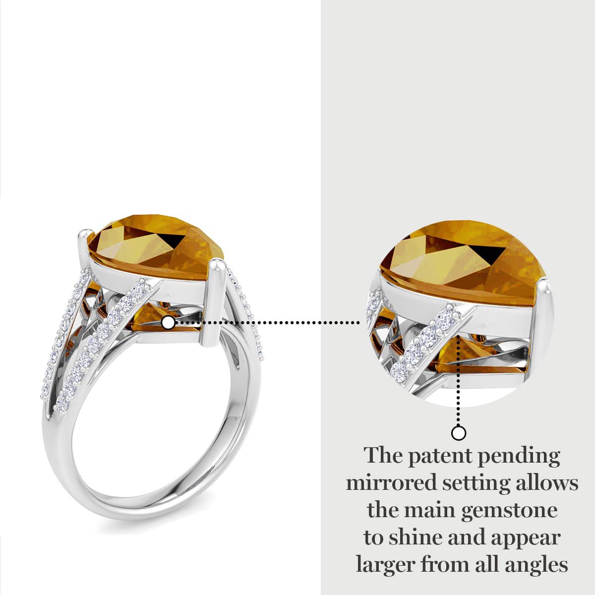 Lab Created 5 1/2 Carat Pear Shape Gemstone and Lab Grown Diamond Ring In Sterling Silver