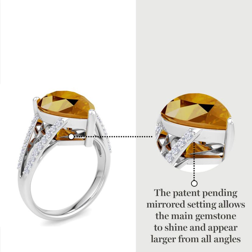 Lab Created 5 1/2 Carat Pear Shape Gemstone and Lab Grown Diamond Ring In Sterling Silver