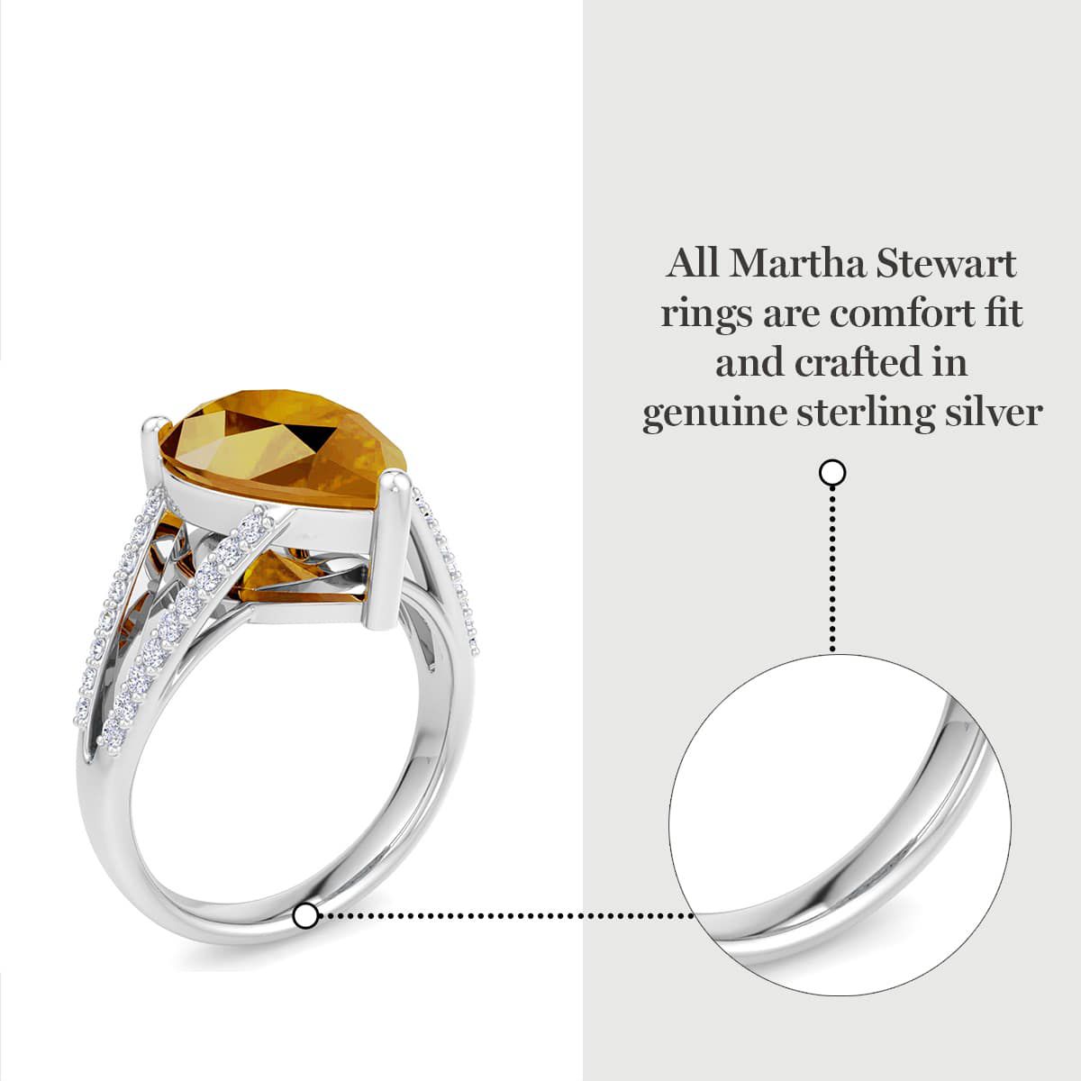 Lab Created 5 1/2 Carat Pear Shape Gemstone and Lab Grown Diamond Ring In Sterling Silver