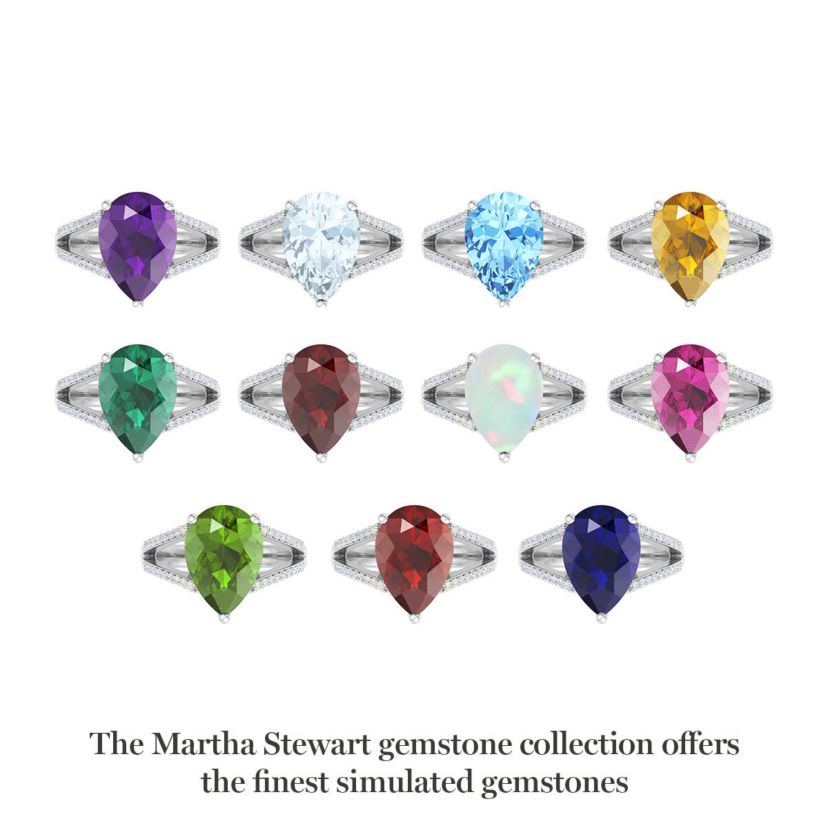 Lab Created 5 1/2 Carat Pear Shape Gemstone and Lab Grown Diamond Ring In Sterling Silver