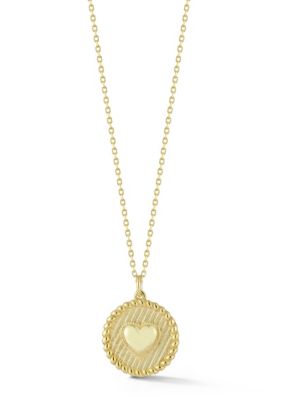 Sphera Milano Sterling Silver Heart Medallion Necklace, Gold, 18 in