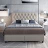 Boyd Sleep Salerno Upholstered Platform Bed Frame Mattress Foundation with Headboard, Dual Front Storage Drawers, and Strong Wood Slat Supports: Button Tufted Linen