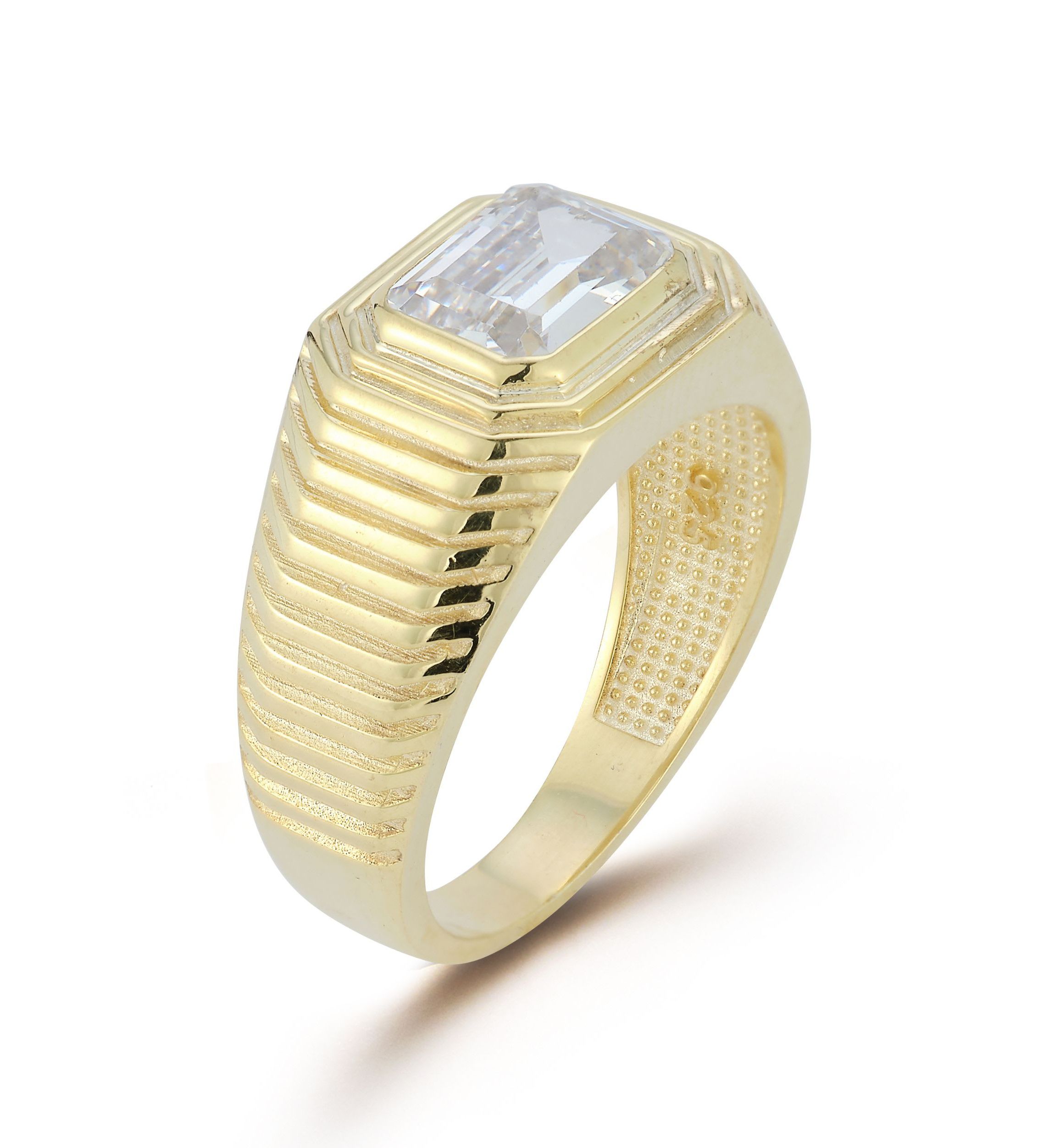 Sterling Silver Cubic Zirconia Emerald Cut Signet Ring