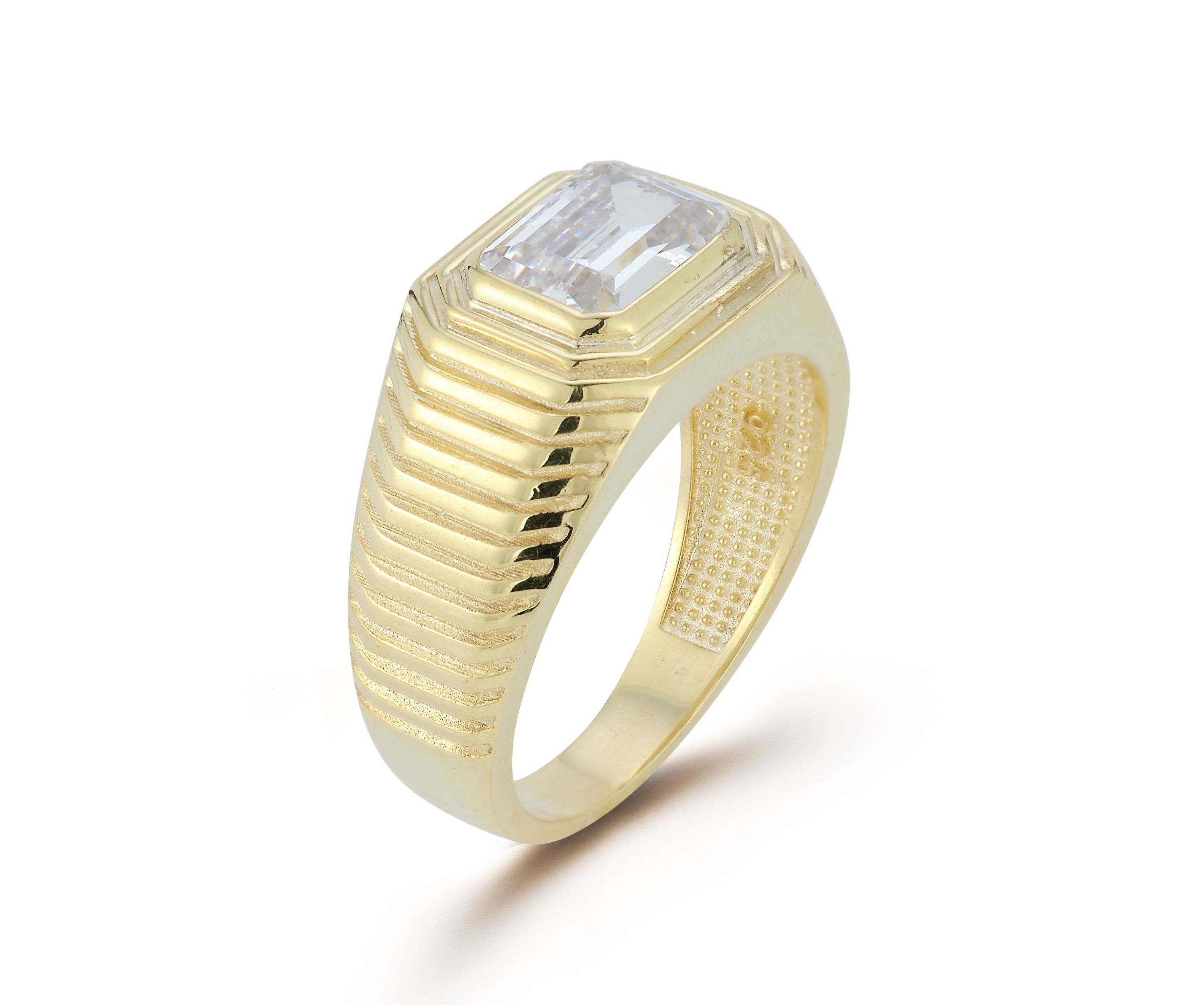 Sterling Silver Cubic Zirconia Emerald Cut Signet Ring