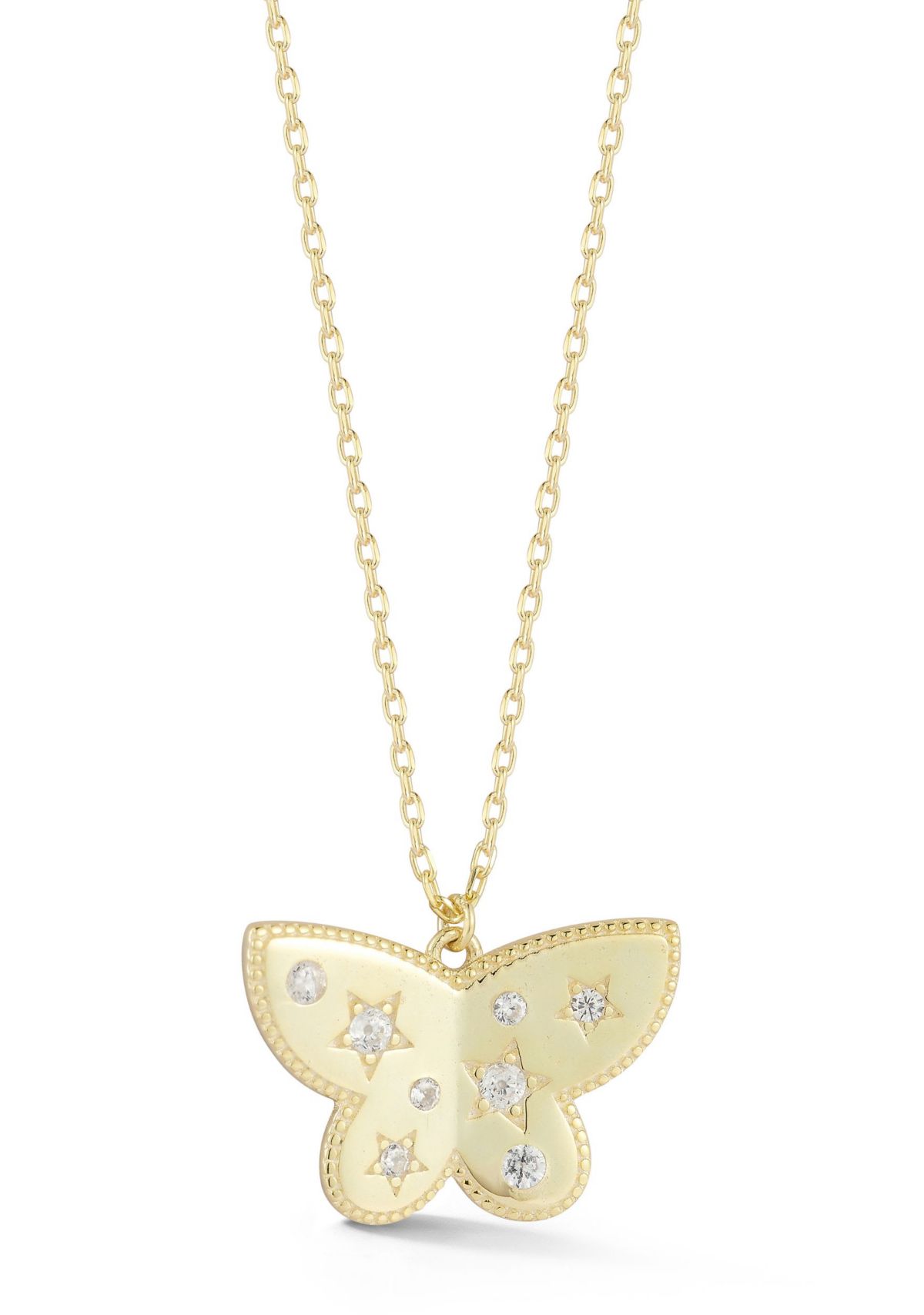 Sterling Silver Cubic Zirconia Butterfly Pendant Necklace