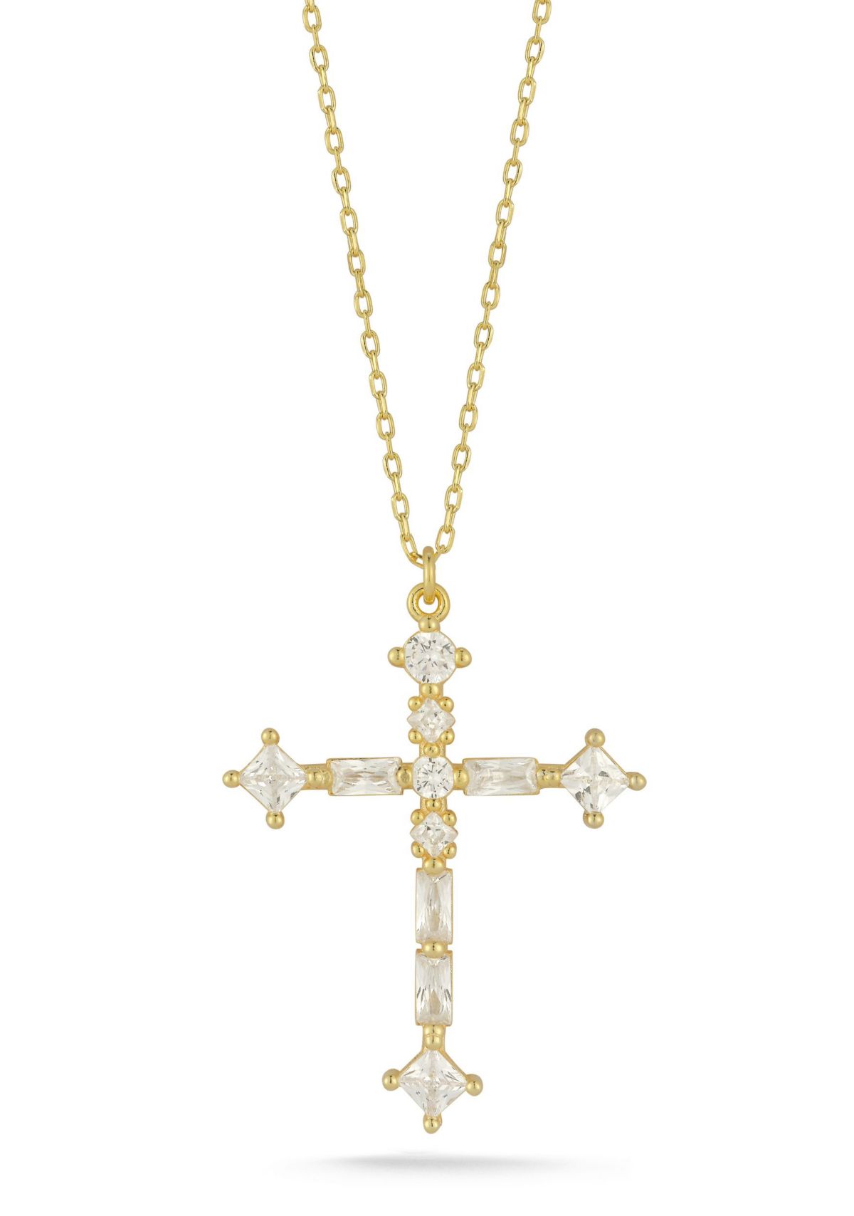 Sterling Silver Cubic Zirconia Cross Pendant Necklace